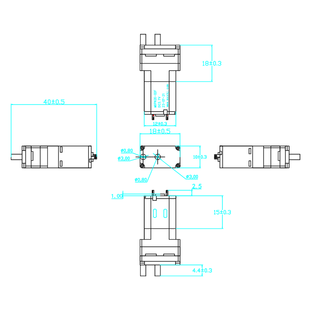 DC6.0V Miniature Air Pump Dimensions