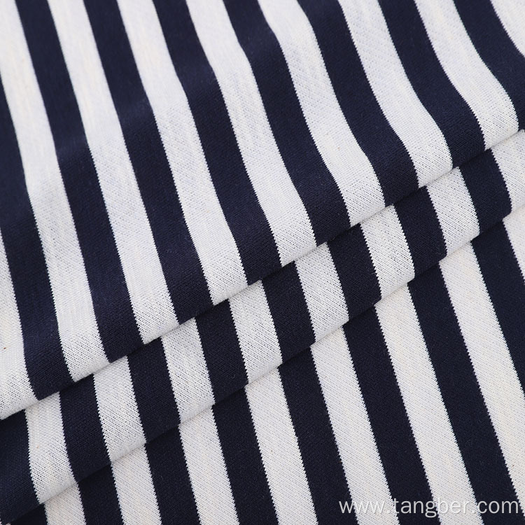 Black White Stripe Hoodie French Terry Fabric