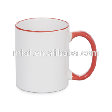 MEIKEDA 11oz sublimation blank mug with Red Rim&Handle For Heat Transfer printing
