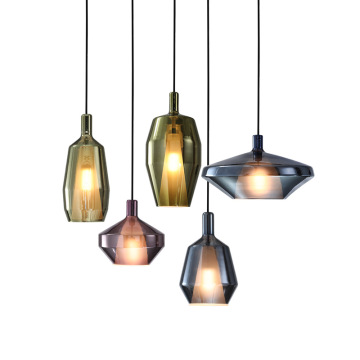 Luz colgante de una sola cabeza de vidrio de color moderno nórdico