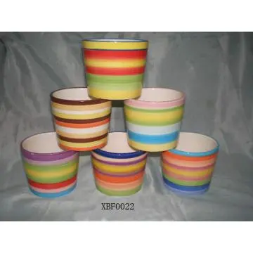 ceramic rainbow flower pot