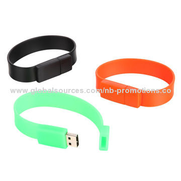 USB flash drive, silicone wristband mounted