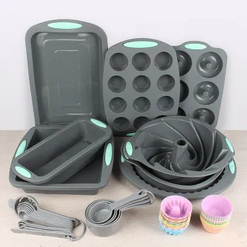 Custom 34pcs Silicone Bakeware Set: Cake Pans, Muffin Cups & Accessories