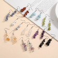 Natural Tumbled Stone Dangle Earrings for Women Colorful Crystal Dangle Drop Hook Earrings Chakra Healing Gemstone Chip Earrings