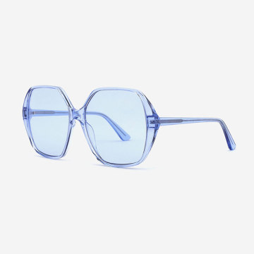 Fashion and retro polygon acetate Women's sunglasses