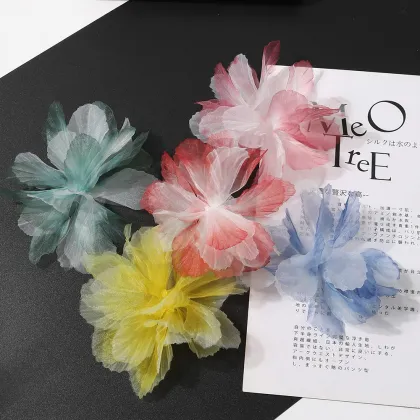 3D Tulle Flower Handmade Organza Artificial Flowers for DIY Hair Accessories