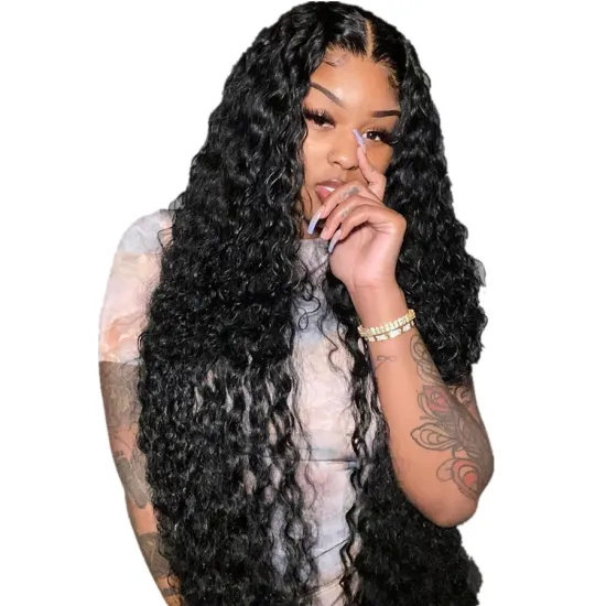 Wholesale High Quality HD Full Braided For Black Women Transparent Brazilian Deep Wave 13x4 Lace Front Short Human Hair Wigs