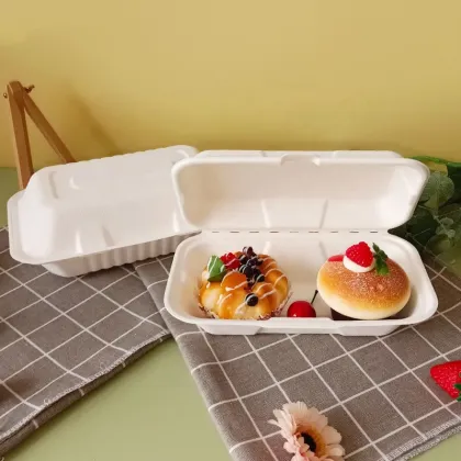 Custom Green Fast Food Trays: Disposable Eco Pulp Tableware 9 Inch