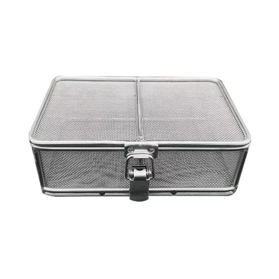 Customized 304 Stainless Steel Ultrasonic Cleaning Basket with Cover