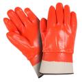 Fluoreszierende orangefarbene PVC-beschichtete Sicherheitsmanschettenhandschuhe