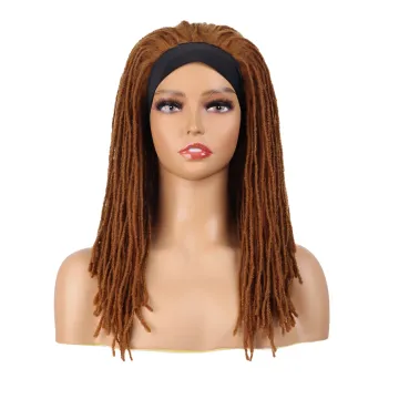 Long Black Straight Headband Dreadlock Wig Synthetic Soft Faux Locs Wigs Braiding Crochet Twist Hair Wigs For Black Women/Men