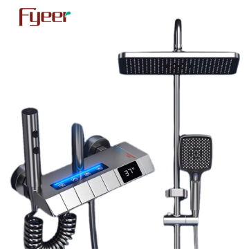 Fyeer Gun Grey Digital Led Badezimmer Duschset Set