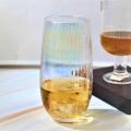 ribbed stemless champagne glasses with Iridescent luster