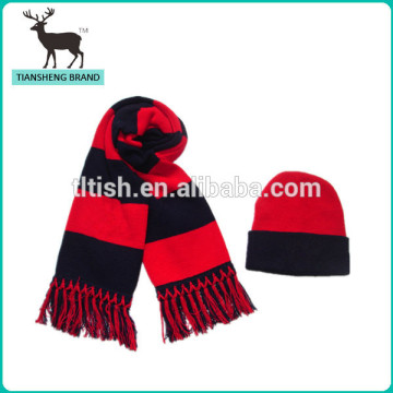 Hot selling fashion knitted FOOTBALL FAN scarf hat