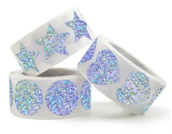Holographic Self-Adhesive Rainbow Heart Stickers