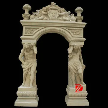 marble door frame decoration with roman statue