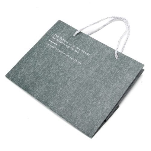 Custom Logo Black Paper Bags with Ribbon Handles