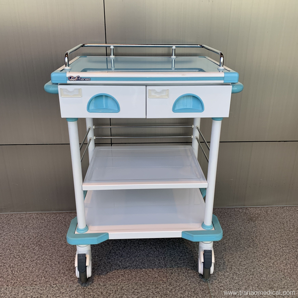 Hospital Steel Artificial Marble 2-Drawer I.V. Trolley