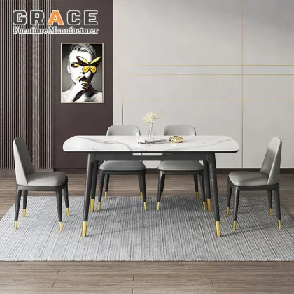 Sintered Stone Retractable Dining Table and Chair Set