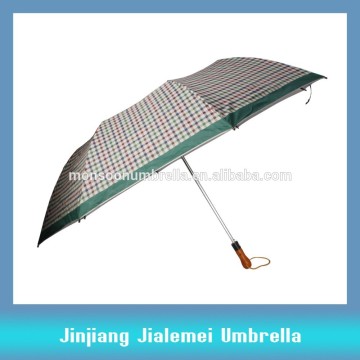 2fold auto open umbrella metal frame 190Tpolyester check silver