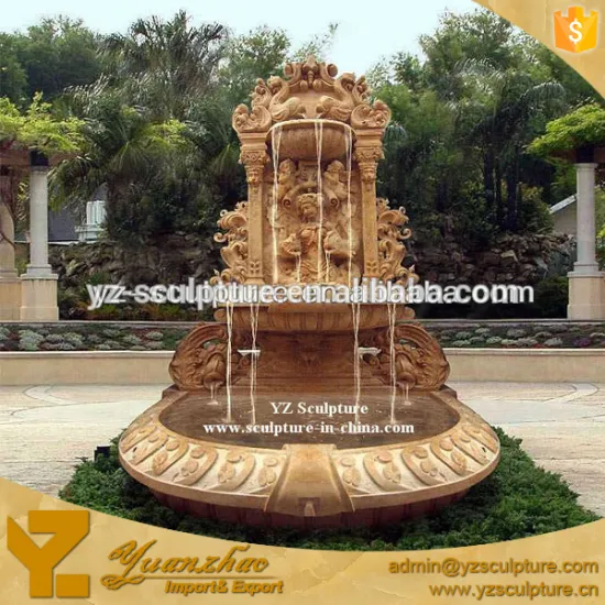 outdoor large beautiful yellow marble urn water fountain