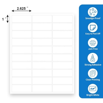 1"X2.625" address inkjet sticker label sheets for printer