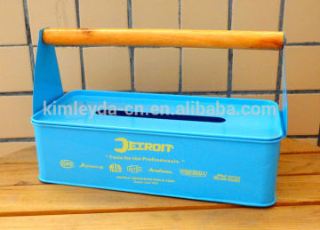 carbon steel Tissue Box with wooden handle