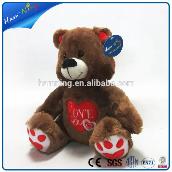 Plush valentine custom brown teddy bear toy