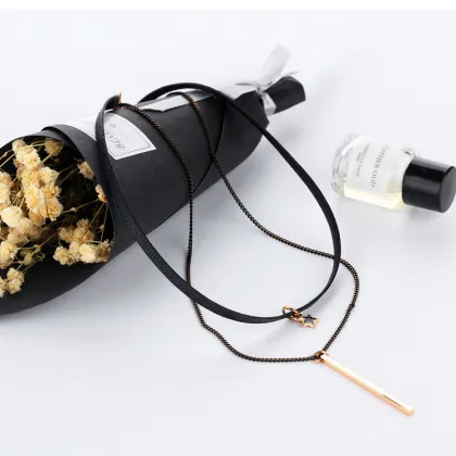 Star  Double Strand Collar Choker Collarbone Necklace