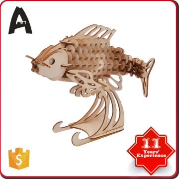 High quality for kids 3d carp wooden puzzles