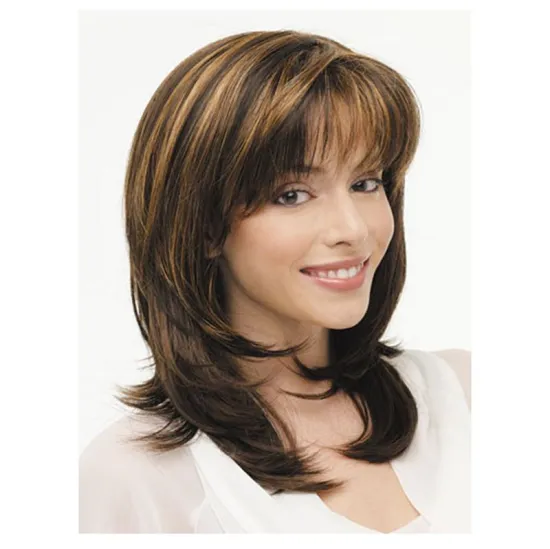 Fashion dark brown short hair straight hair synthetic wig fashion new high temperature silk