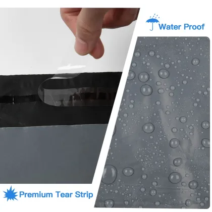 Recycled Ripstop Mailing Bags - Strong Waterproof Self-Adhesive Grey Poly Mail Envelopes