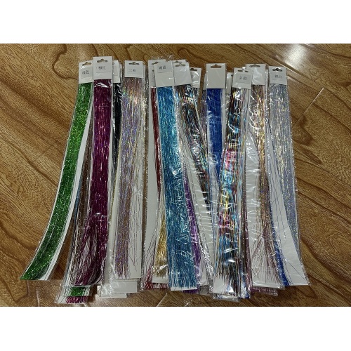 Alileader High Quality 14 Colors Shiny Soft Glitter Tinsel Hair Extension for Christmas New Year Party