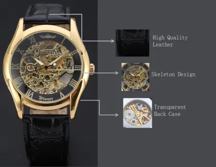classical style winner vintage mechanical watch