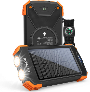 Solar Power 10.000 mAh draagbare oplader met dubbele knipperlicht