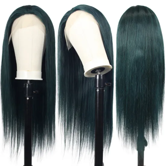 Free wig accessories, new coming dark green straight human burmese raw hair wig
