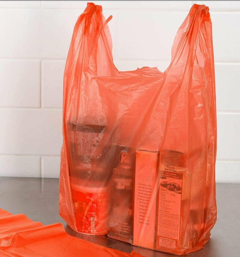 T Shirt Bags Plastic Grocery Bags with Handles Shopping Bags in Bulk Restaurant Bags