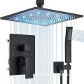 High-Quality Chrome Rainfall Shower System with 2 Functions: A Luxurious Wall-Mounted Square Bathroom Mixer Set