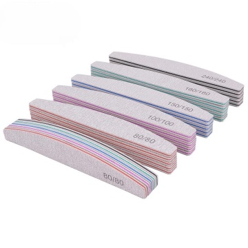 Professional Double-Sided Abrasive Sandpaper Manicure Strips Nail Rubbing Files - Half-Moon Shape 80/80