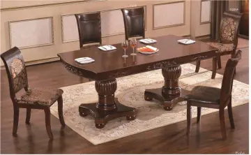 Antique Carved Solid Wood Dining Table And Chair