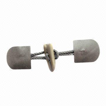 Grey Horn Toggle Sets with Grey PU Shield and Grey Rope