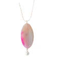 Natural Gemstone Agate Necklace with Silver Chain