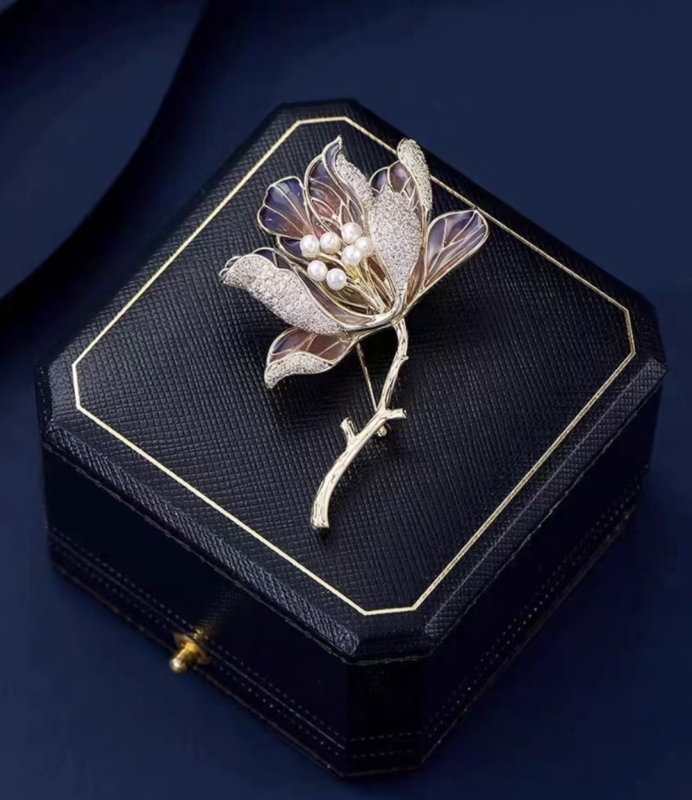 pink begonia brooch
