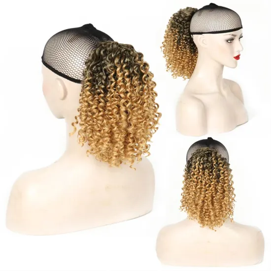 Wholesale Chorliss Short Virgin Cheveux Afro Kinky Curly Drawstring Net Synthetic Jerry Curly Clip-in Ponytail Hair Extension