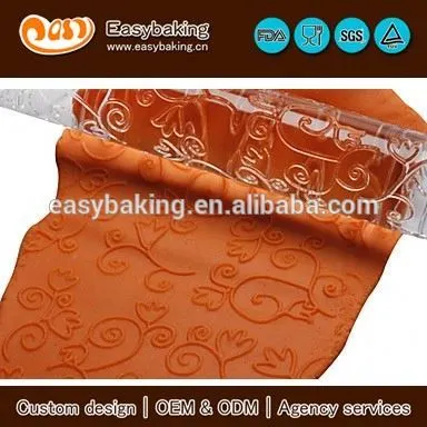Food grade impression flower fondant cake decorating acrylic rolling pin