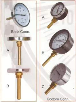 Hvac Accuracy ±2% Economy Bimetal Thermometer With Brass Socket