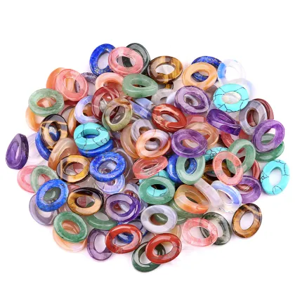 Red Jasper Twist 18x23mm QQ Circle & Hollow Oval Pendant Beads