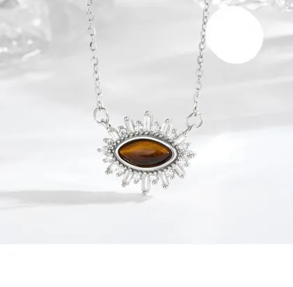 Sterling Silver Retro Palace Style Corona Eye Necklace