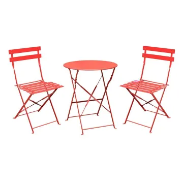 Carrefour 3-Piece Metal Outdoor Patio Bistro Set - Stainless Steel Folding Table and Chairs
