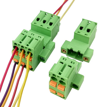 Spring solderless butt double bank flanges and male terminal block with locking flanges pitch 5.08MM